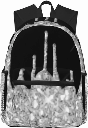Silver Dripping Glitter Metallic -2 Lightweight Packable Backpack Travel Casual Hiking Daypack Foldable Backpack For Men Women
