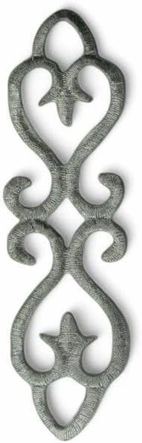 Silver Metallic Swirl Scroll Costume Iron On Embroidered Patch 4.88" Patch Embroidered Decorative for Jeans Hats Clothes Backpacks Holiday Decorative Applique for DIY