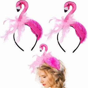 Simple polymer 3 Pcs Hawaii Flamingo Headband Flamingo Headdress Tiara Flamingo Hair Hoop for Carnival Tropical Party Hair Accessory