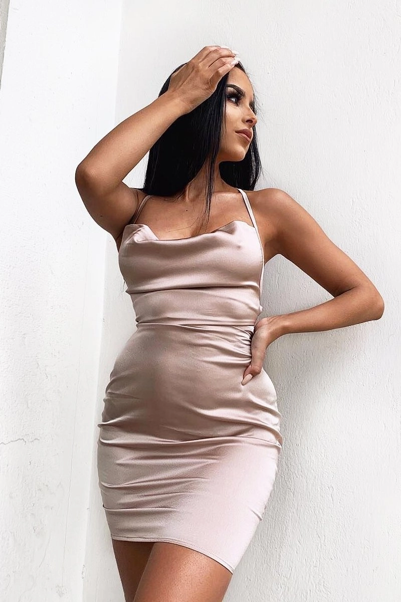 Sira Lace - Bodycon Up Best-price offer Mini Dress Nude Free gift with purchase Satin