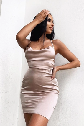 Sira Lace - Bodycon Up Best-price offer Mini Dress Nude Free gift with purchase Satin