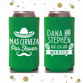Slim 12oz Wedding Can Cooler #117S - Mas Cerveza Por Favor