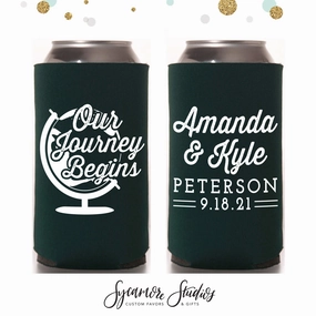 Slim 12oz Wedding Can Cooler #123S - Our Jouney Begins