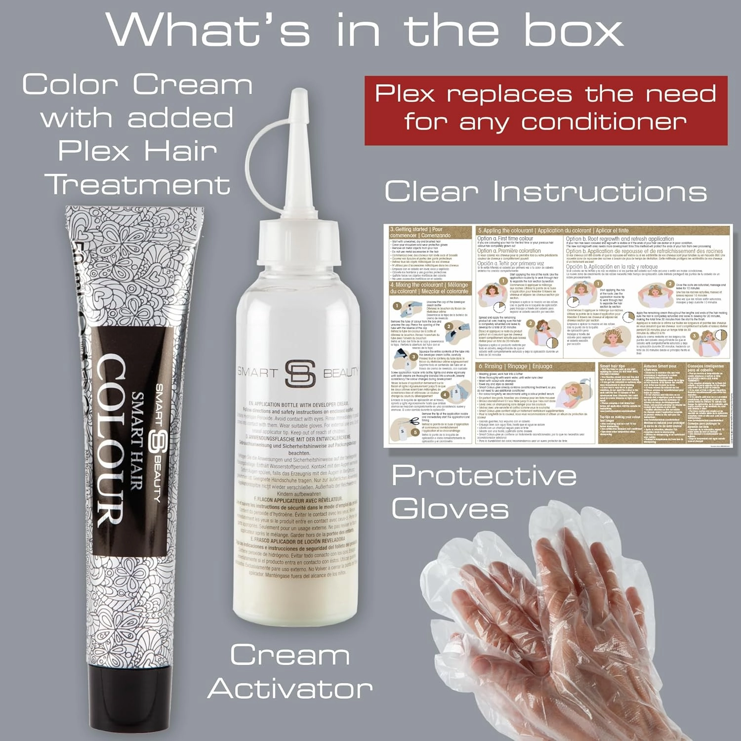 Smart Beauty Silver Metallic Hair Dye, Demi Permanent, Silver Toner for Bleached Hair, Plex Anti-Breakage Technology, Cruelty Free, Vegan, for Bleached/Pre-lightened Hair