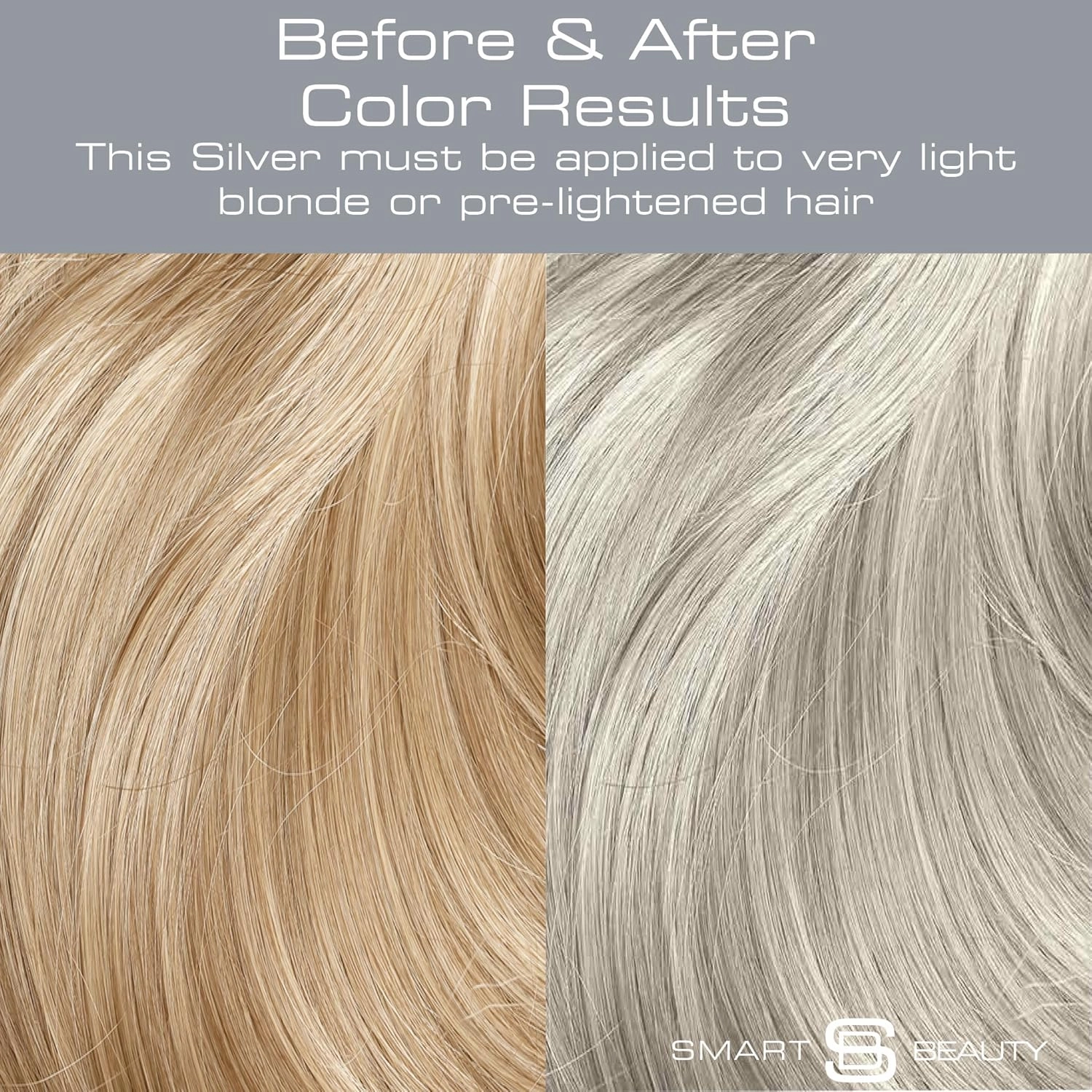 Smart Beauty Silver Metallic Hair Dye, Demi Permanent, Silver Toner for Bleached Hair, Plex Anti-Breakage Technology, Cruelty Free, Vegan, for Bleached/Pre-lightened Hair