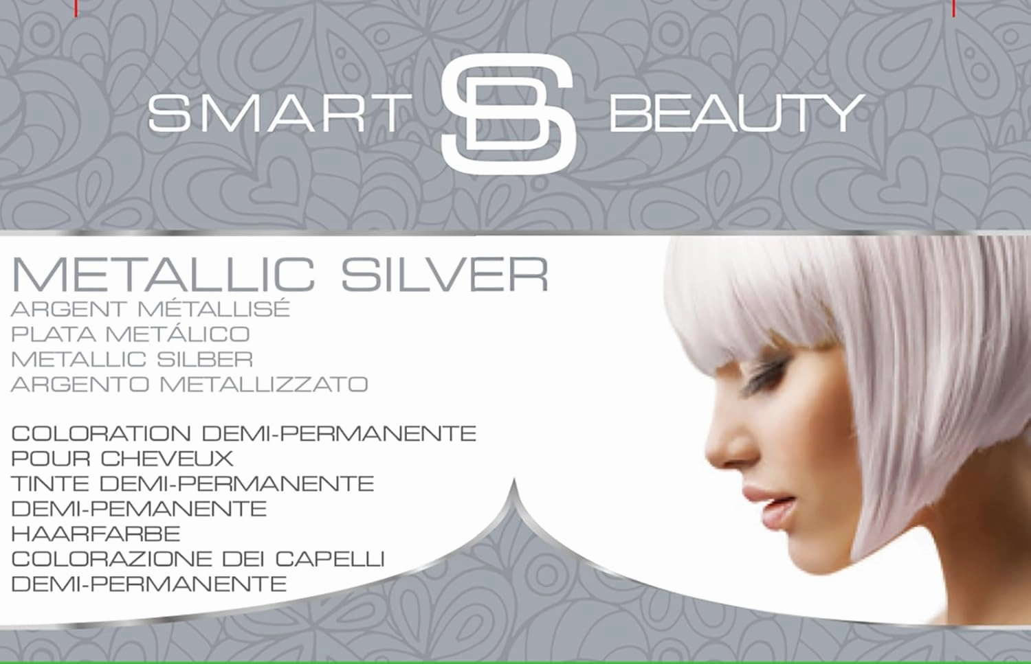 Smart Beauty Silver Metallic Hair Dye, Demi Permanent, Silver Toner for Bleached Hair, Plex Anti-Breakage Technology, Cruelty Free, Vegan, for Bleached/Pre-lightened Hair