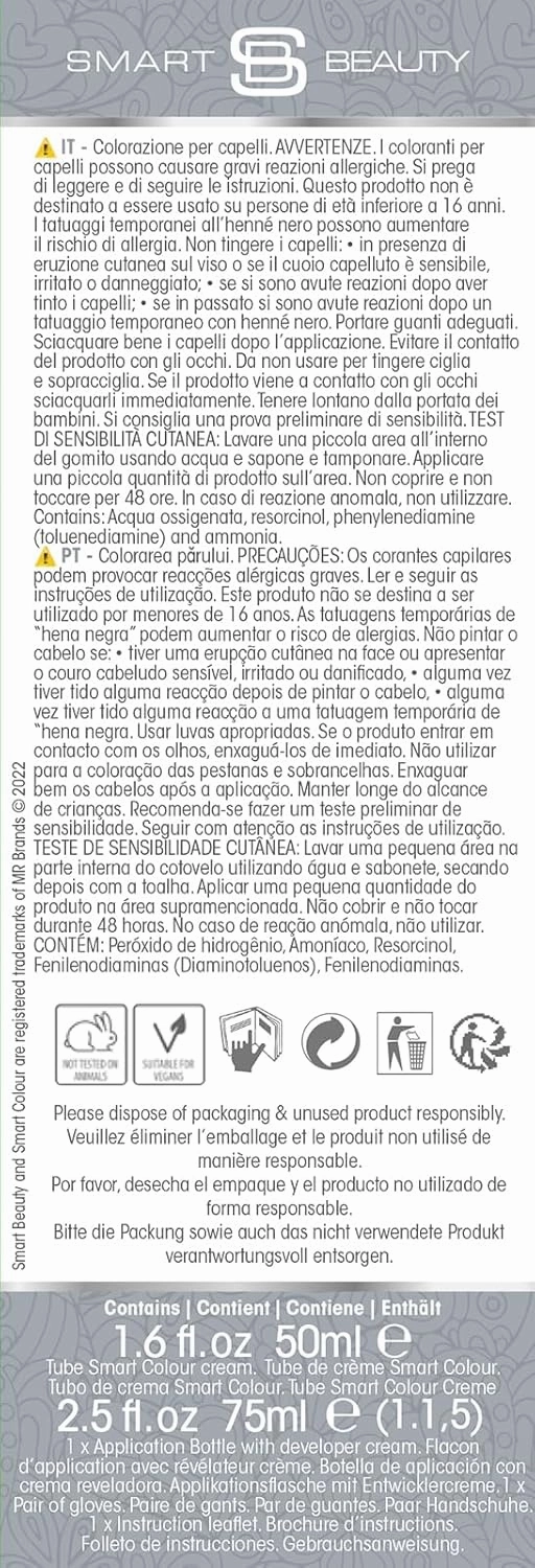 Smart Beauty Silver Metallic Hair Dye, Demi Permanent, Silver Toner for Bleached Hair, Plex Anti-Breakage Technology, Cruelty Free, Vegan, for Bleached/Pre-lightened Hair