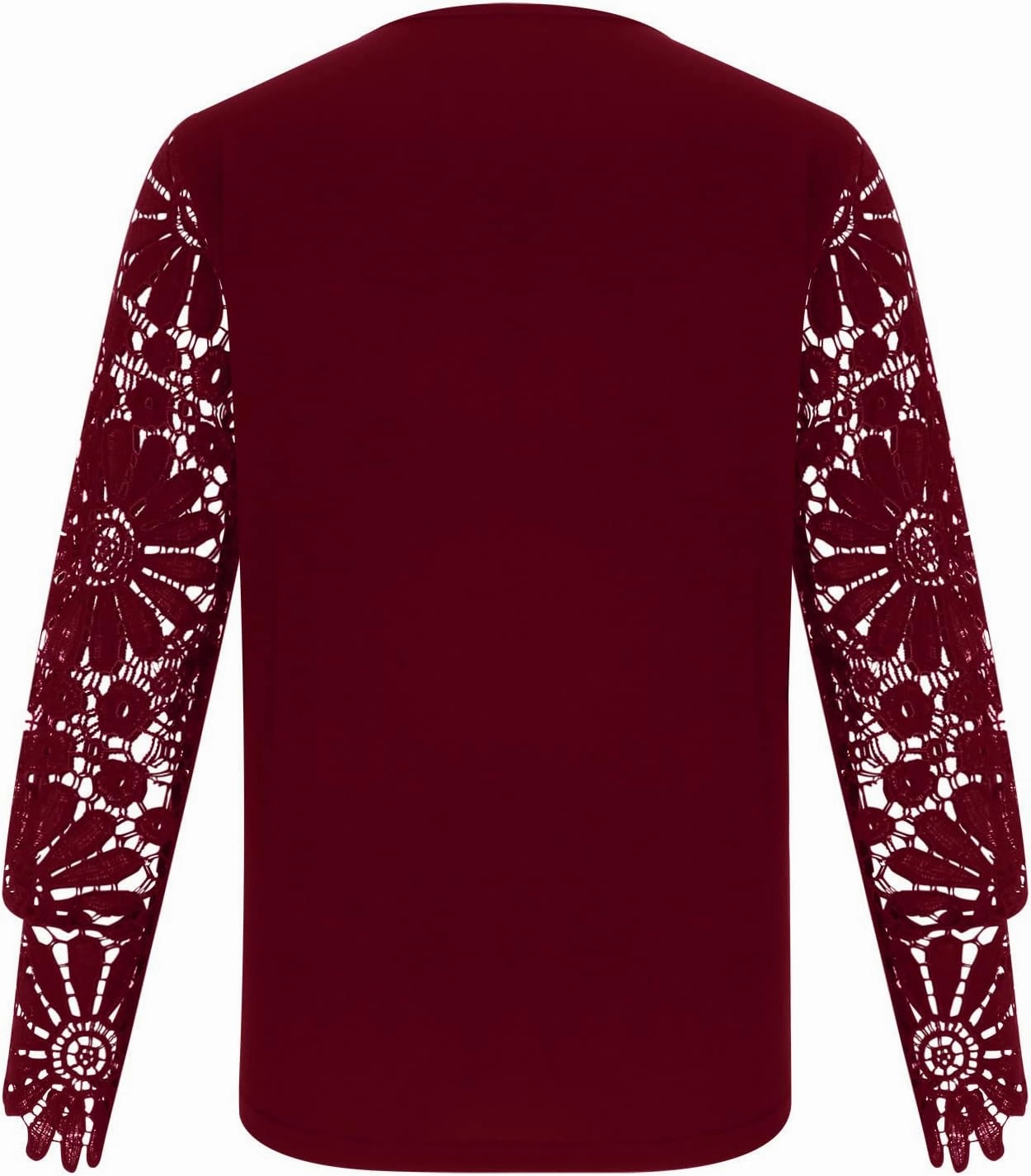 SMIDOW Elegant Lace Lantern Long Sleeve t-Shirt for Women Trendy Sexy Button v Neck Spring Tunic Tops Blouse