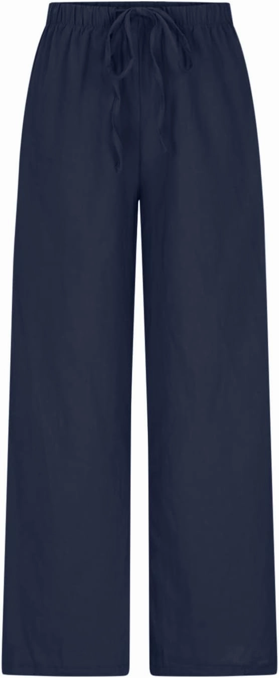 SMIDOW Linen Pants for Women Casual Loose High Waist Drawstring Trousers Wide Leg Baggy Long Pant with Pockets