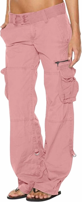 SMIDOW Low Rise Cargo Pants for Women Plus Size Baggy Stretchy Wide Leg Pants Pockets Y2K Streetwear Combat Military Trousers