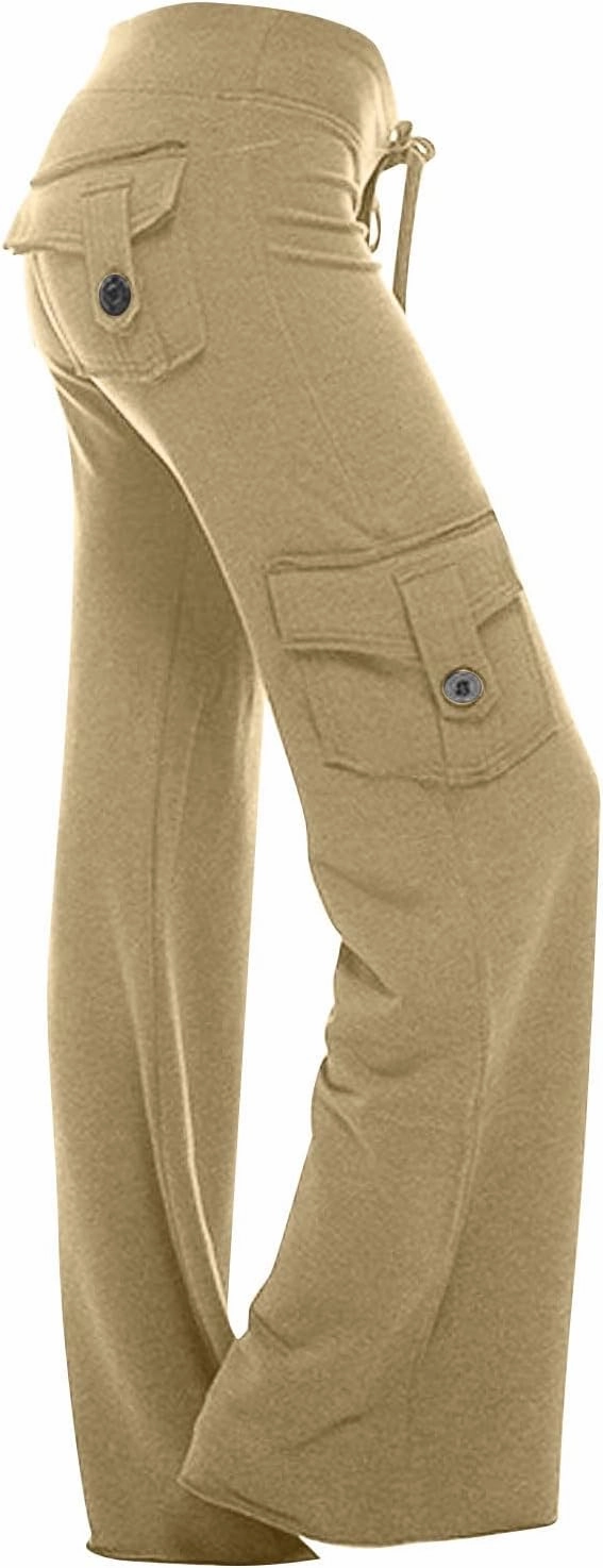 SMIDOW Plus Size Yoga Cargo Pants for Women with Pockets Loose Comfy Stretchy Wide Leg Bootcut Athletic Workout Leggings