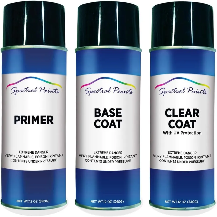 Spectral Paints Compatible/Replacement for Jaguar JBC2151 Osmium Silver Metallic - Aerosol Primer, Touch-Up Spray Paint & Clear