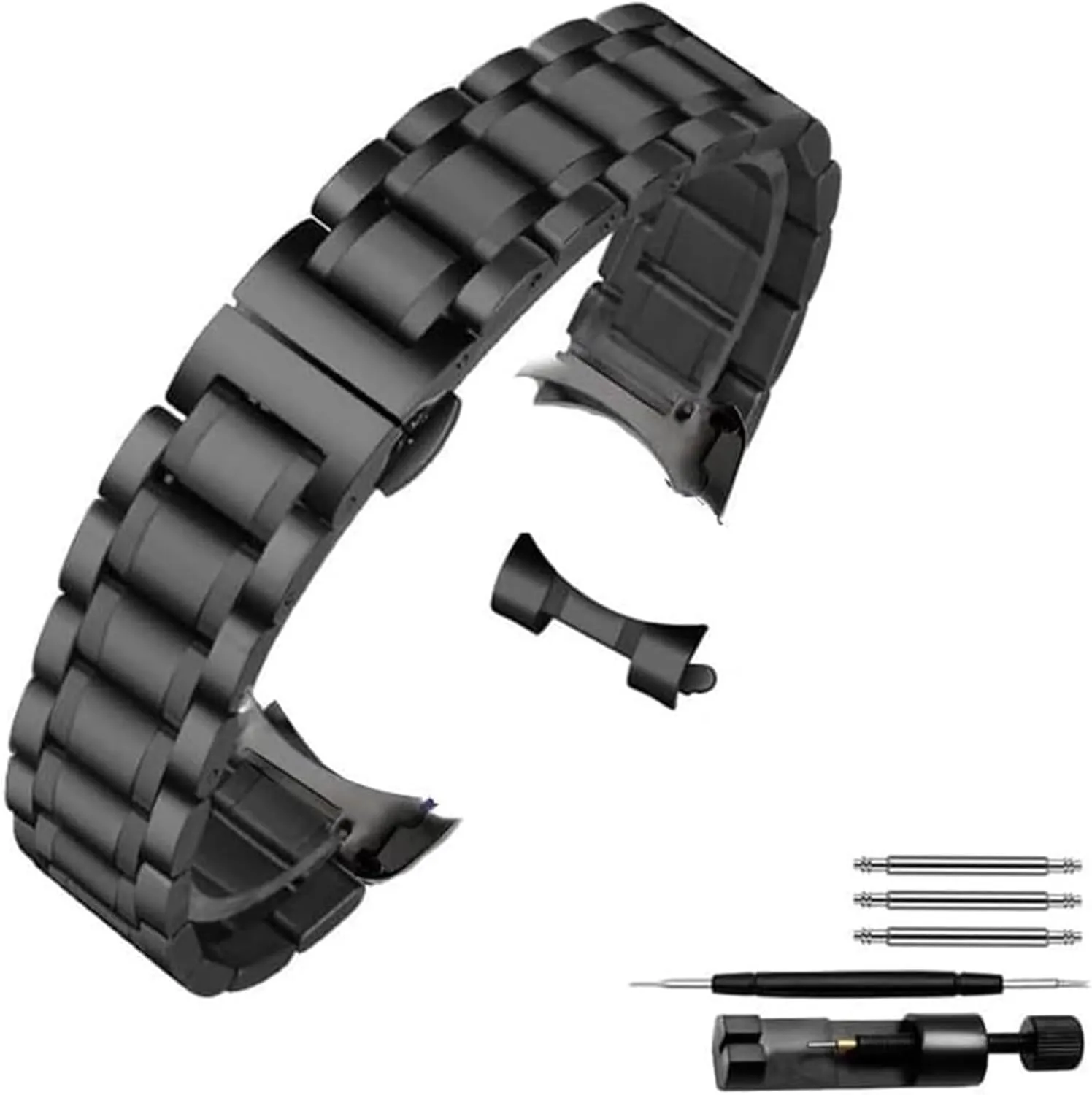 Stainless Steel Watch Band, Watchband Bracelet Watch Straps 16mm 17mm 18mm 19mm 20mm 21mm 22mm 23mm 24mm Steel Banding(Black,17mm)