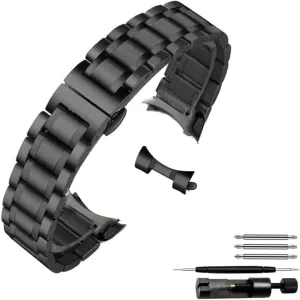Stainless Steel Watch Band, Watchband Bracelet Watch Straps 16mm 17mm 18mm 19mm 20mm 21mm 22mm 23mm 24mm Steel Banding(Black,17mm)