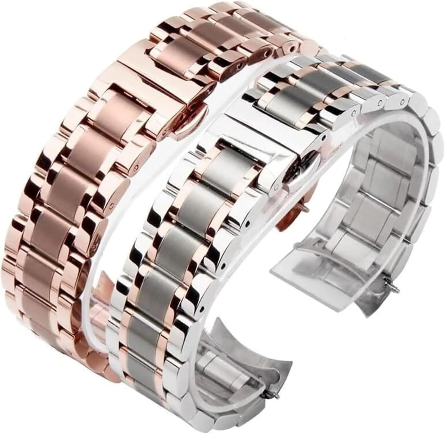 Stainless Steel Watch Band, Watchband Bracelet Watch Straps 16mm 17mm 18mm 19mm 20mm 21mm 22mm 23mm 24mm Steel Banding(Black,17mm)