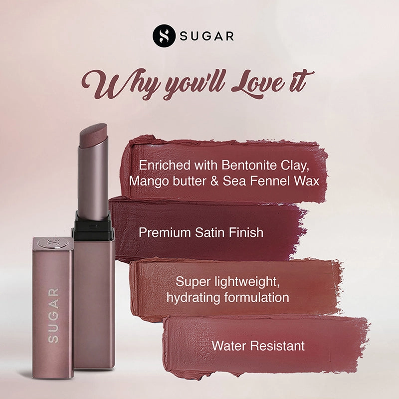 SUGAR Mettle Satin Lipstick - 07 Gabriella (Soft Dusty Nude/Nude Pink) (2.2g)