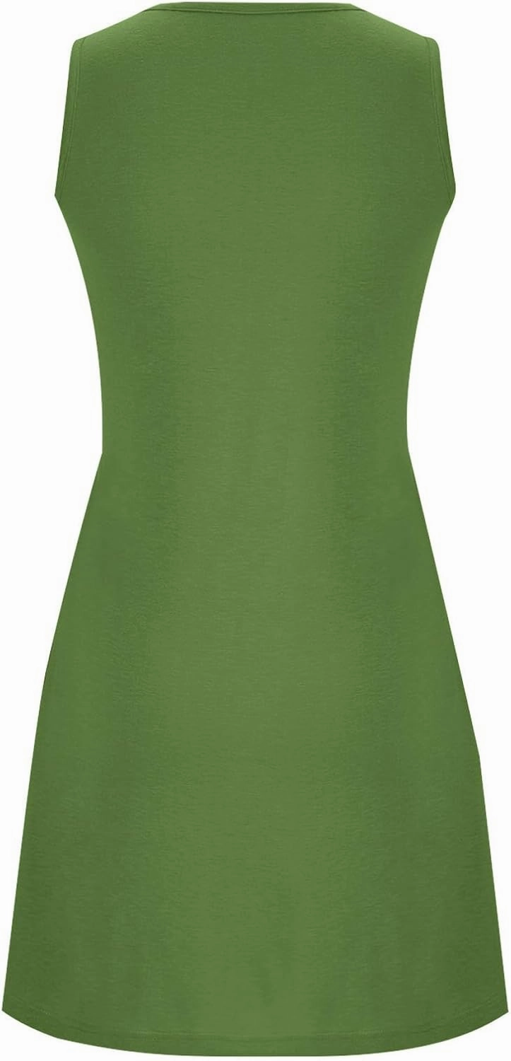 Sun Dresses for Women 2025 Summer Vacation Ruched Tank Dresses Casual Sleeveless Pleated Mini Dress with Pockets