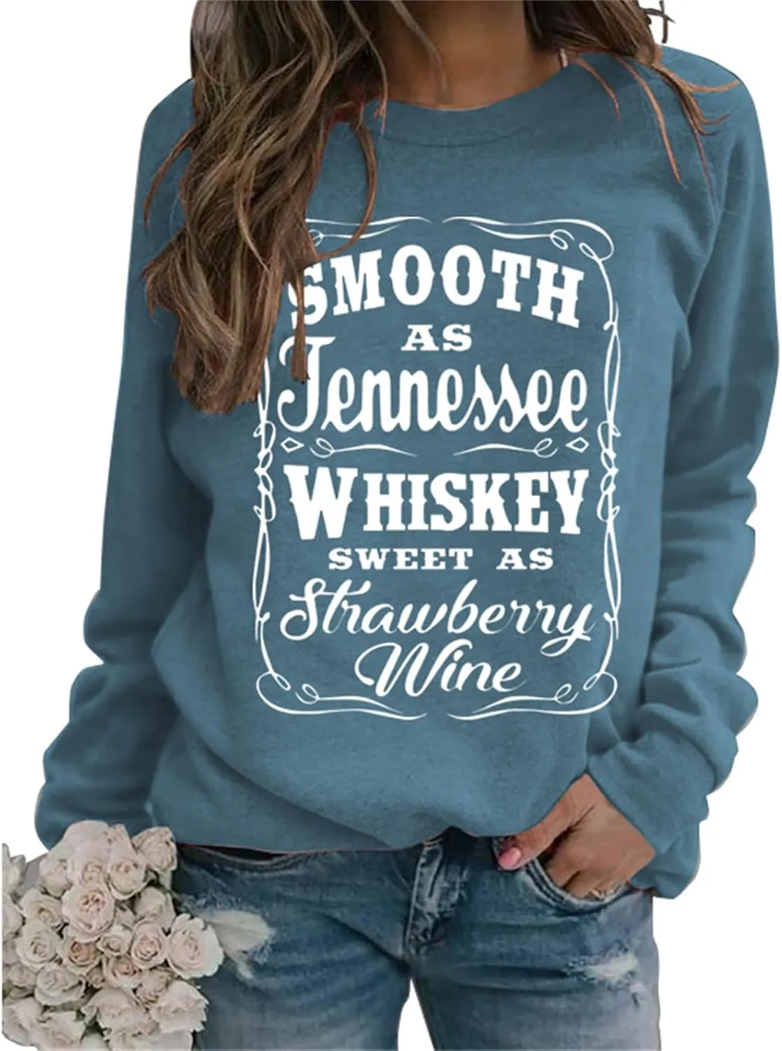 Sweatshirts for Women Smooth As Tennessee Whiskey Sweet As Strawberry Wine Country Music Long Sleeve Shirts