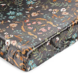 Sweet Jojo Designs Black Boho Wildflower Vintage Floral Girl Baby Satin Fitted Crib Sheet Infant Newborn Nursery Toddler Bed Room Standard Orange Botanical Garden Leaf Bohemian Farmhouse Cottagecore