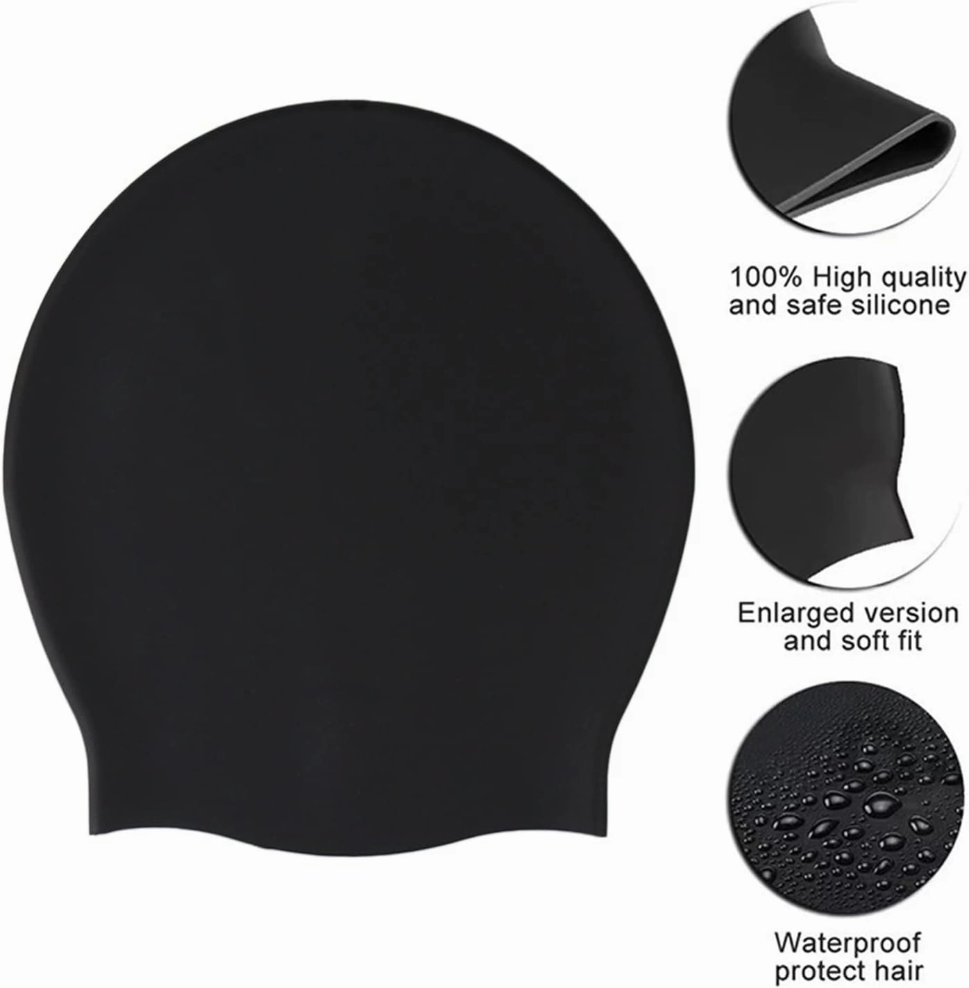 Swim Caps for Women,3 Pack Waterproof Silicone Swim Cap for Men,Comfortable High Elasticity Swimming Cap for Kids 6-14,Perfect for Pool,Beach,Lap Swimming