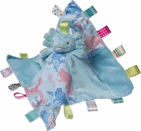 Taggies Lovey Stuffed Animal Security Blanket Plush Soft Snuggle Toy with Sensory Tags, 13 x 13-Inches, Fizzy Aqua Axolotl