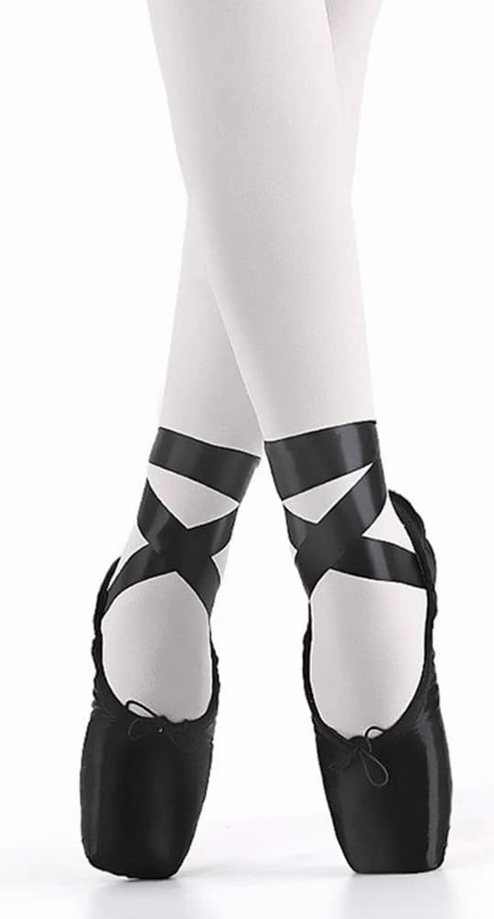 TangDao Girl's Professional Canvas Ballet Dance Toe Shoes Professional Satin Pink Ballet Pointe Ballet Flats Shoes with Ribbons