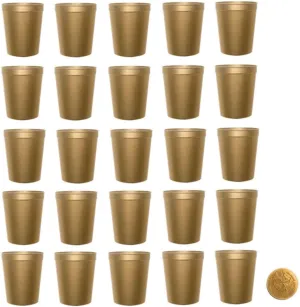 THE MARDI GRAS KREWE Metallic Gold Plastic Party Cups, Pack of 25, Blank 16 oz Stadium Cups