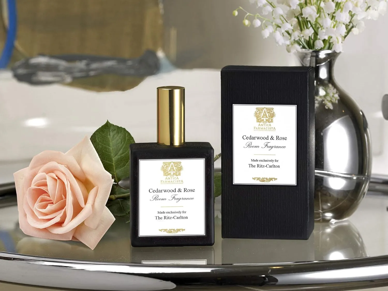 The Ritz-Carlton Cedarwood & Rose Room Spray by Antica Farmacista - Notes of Cedarwood, Rose and Citrus - 3.4 oz.