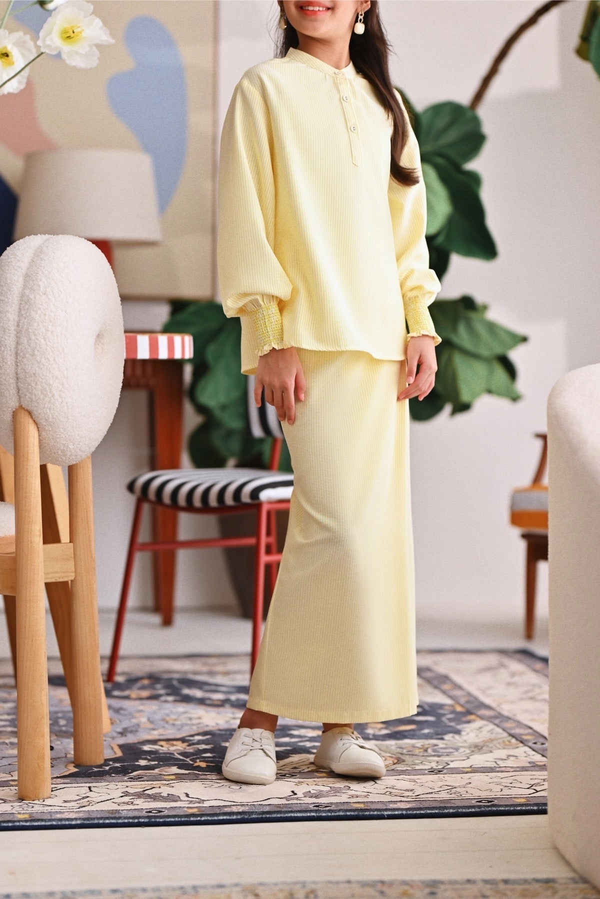 The Akari Folded Skirt - Yellow Stripe