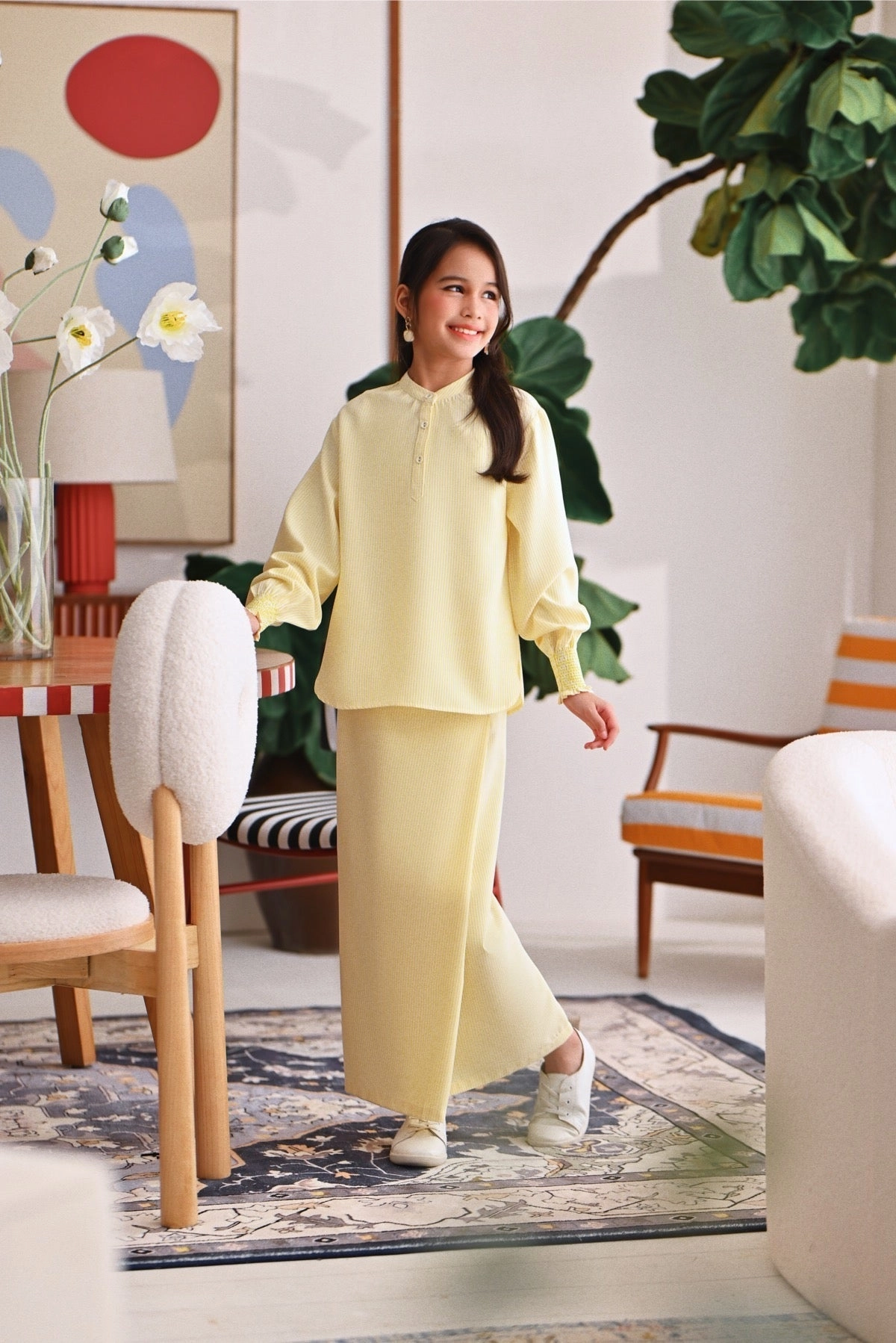 The Akari Folded Skirt - Yellow Stripe