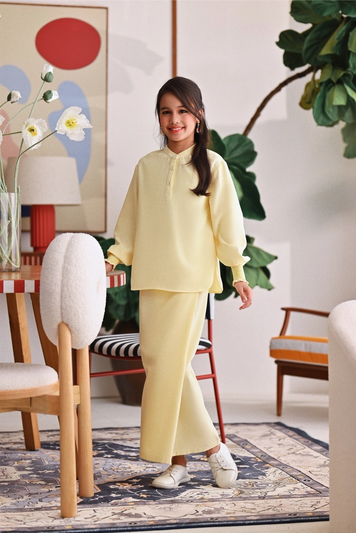 The Akari Folded Skirt - Yellow Stripe