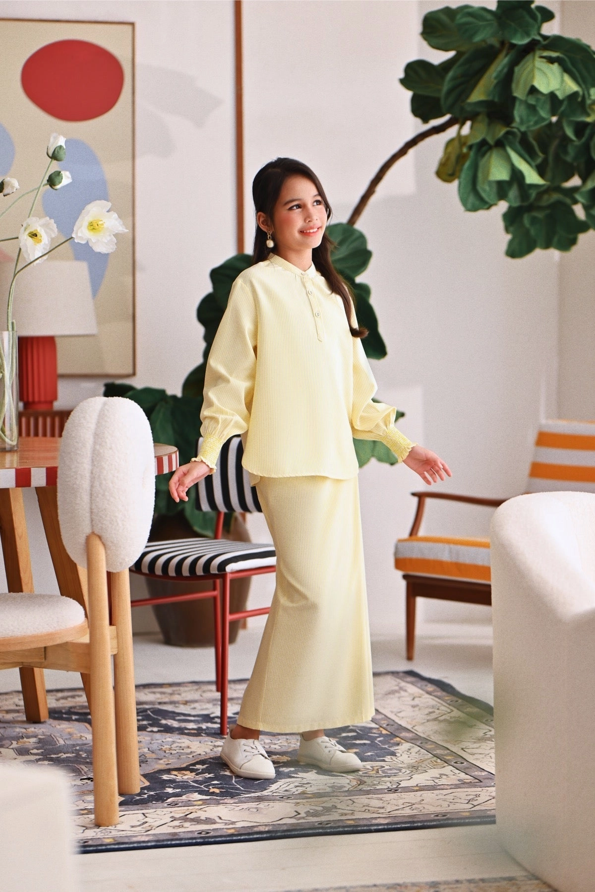 The Akari Folded Skirt - Yellow Stripe