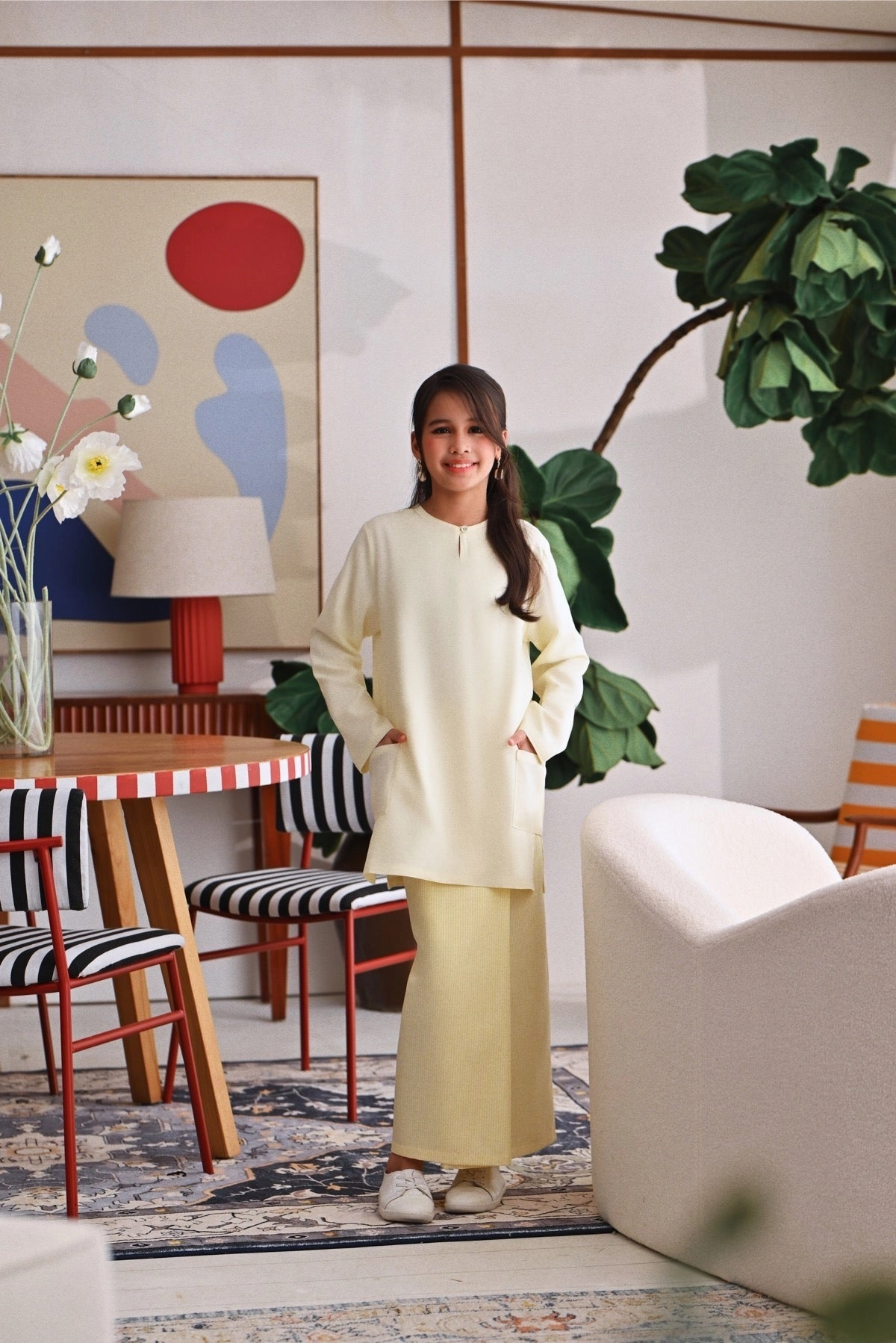 The Akari Folded Skirt - Yellow Stripe