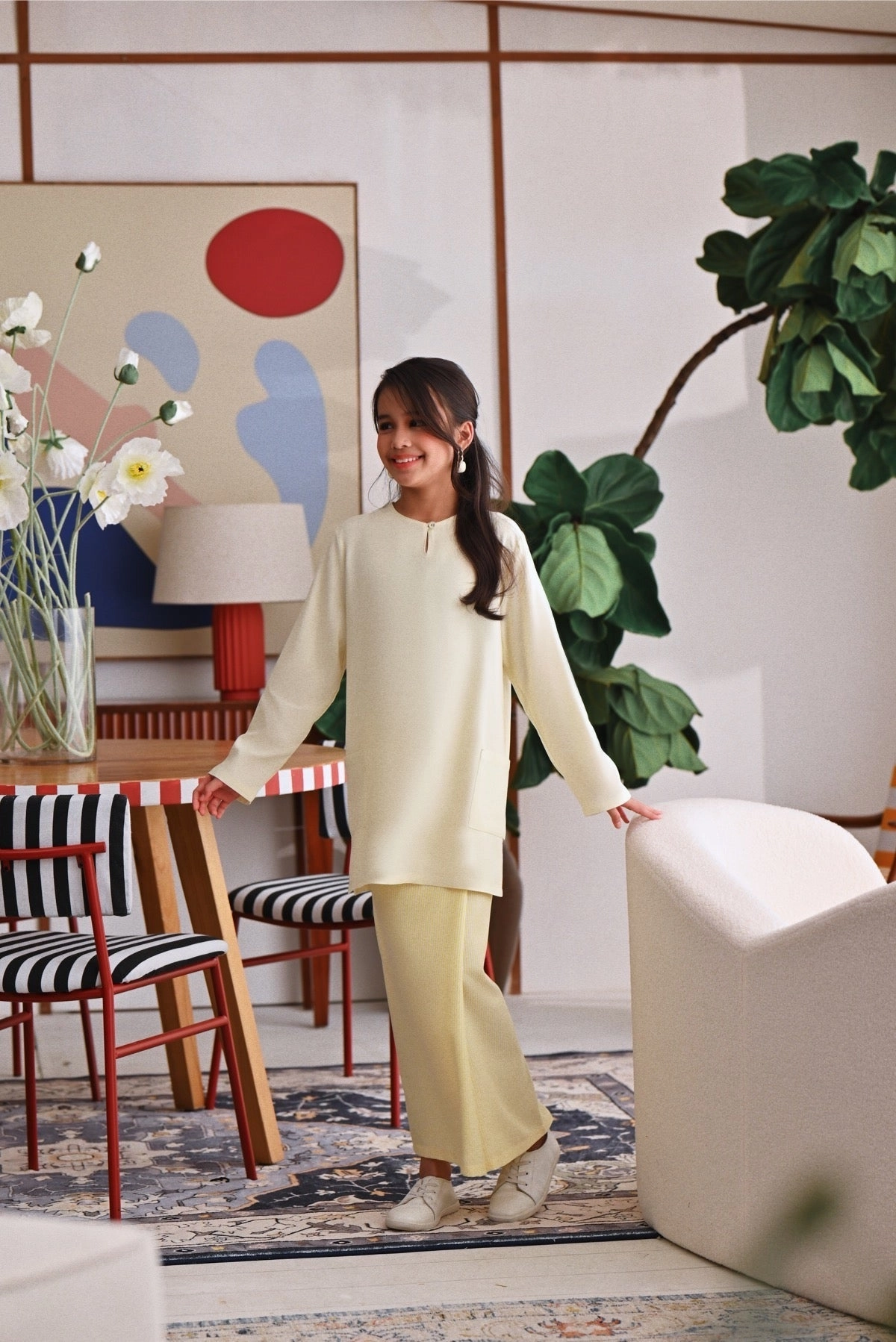 The Akari Folded Skirt - Yellow Stripe