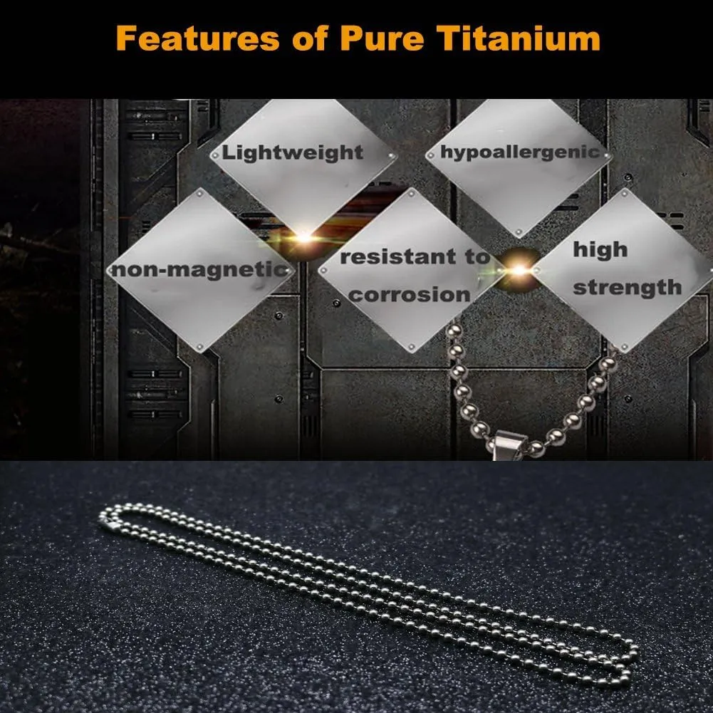 TI-EDC Pure Titanium Bead Ball Chain Necklace, Jewelry Chain Adjustable with Gift Package for Men and Women (2.4mm Bead-30in Length)