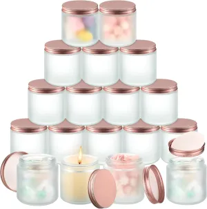 Tioncy 12 Pcs 4oz Empty Cosmetic Container Glass Candles Jars with Rose Gold Lids 100ml Round Small Candle Making Mason Canning Jar for Sample Powder Liquid Camping Travel Storage(Clear)