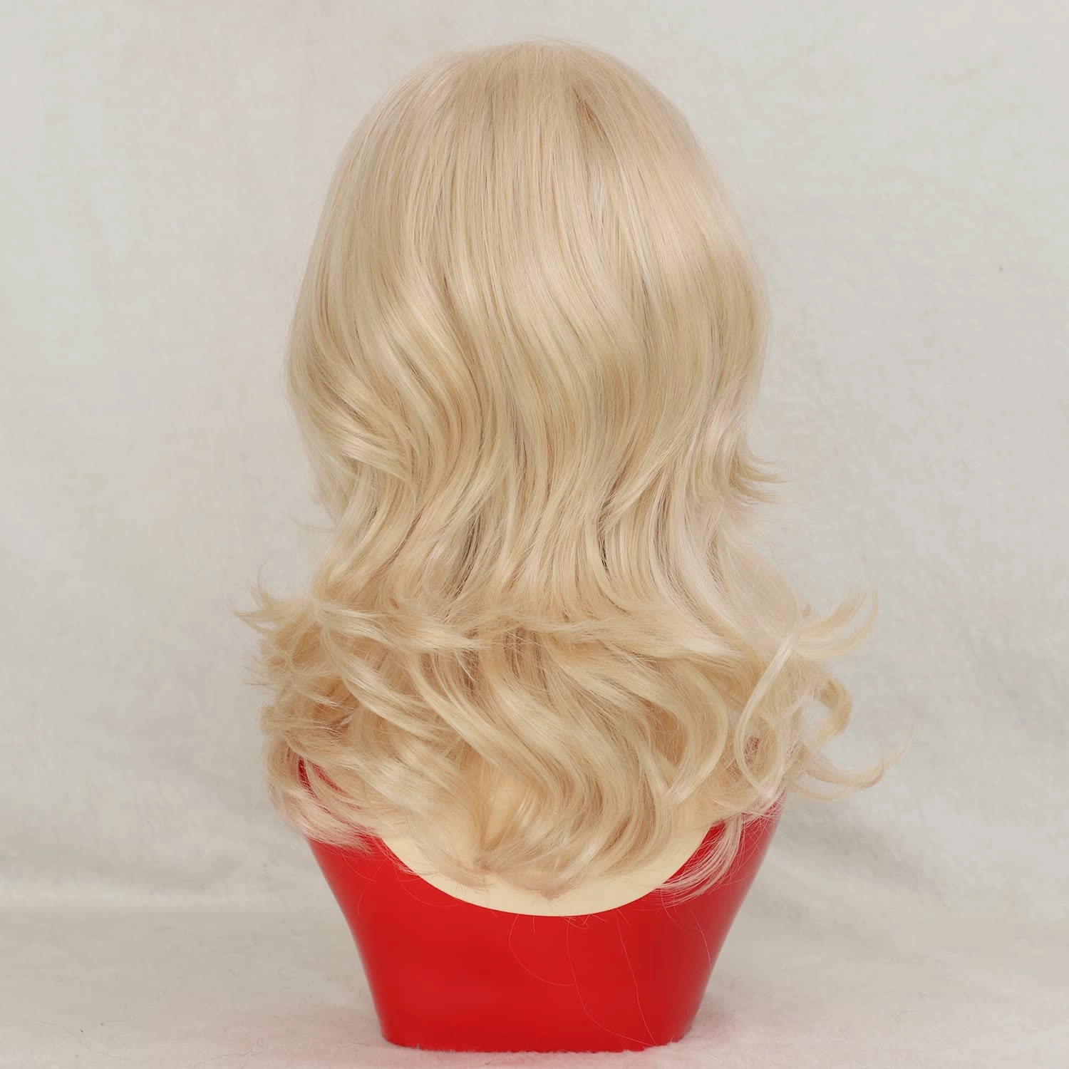 TISHINING Medium Curly Blonde Wigs for White Women Layered Mixed Blonde Curly Wavy Wig with Curtain Bangs Natural Looking Synthetic Halloween Cosplay Daily Party Wig (16 Inch) …