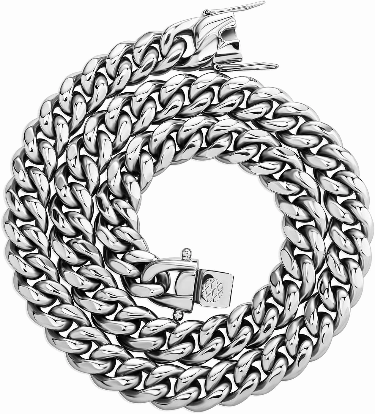 TOPGRILLZ Colorful Cuban Link Necklace 10,14mm Stainless Steel Solid Rainbow Gold Silver Hip Hop Miami Cuban Chunky Thick Chain Necklace For Men Women