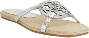 Tory Burch Women's Bombe Miller Espadrille Slides Metallic Silver