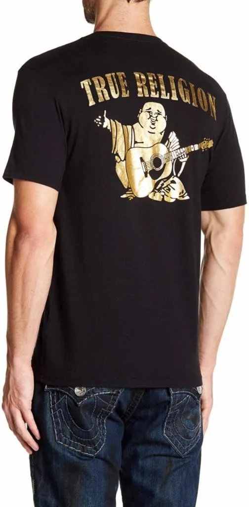 True Religion Men's Big Buddha Metallic Short Sleeve Tee