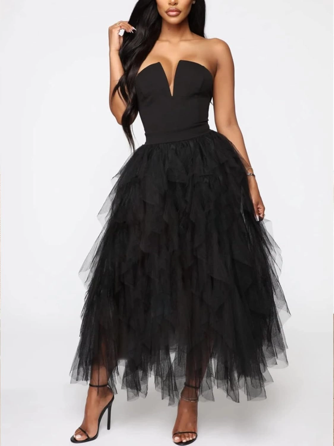 Tulle Skirts for Women Long Length Tutu Fairy Tiered Skirt A Line Mesh Elastic Waist Skirts