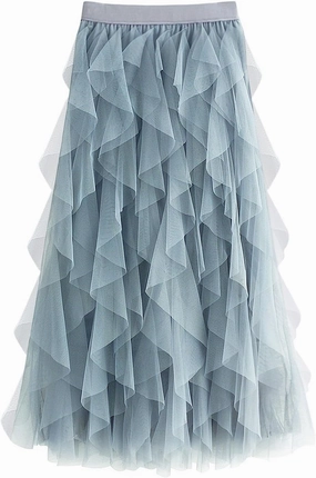 Tulle Skirts for Women Long Length Tutu Fairy Tiered Skirt A Line Mesh Elastic Waist Skirts