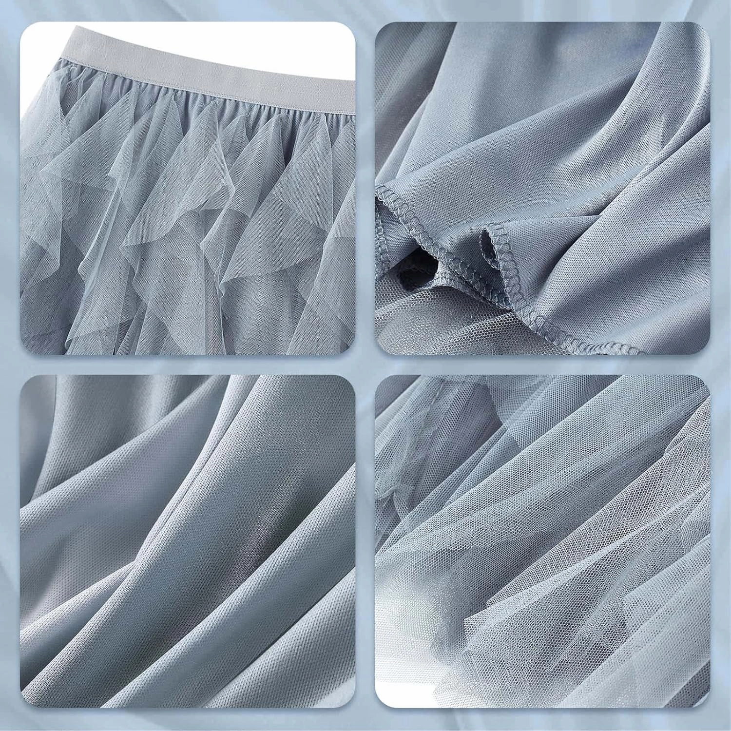 Tulle Skirts for Women Long Length Tutu Fairy Tiered Skirt A Line Mesh Elastic Waist Skirts