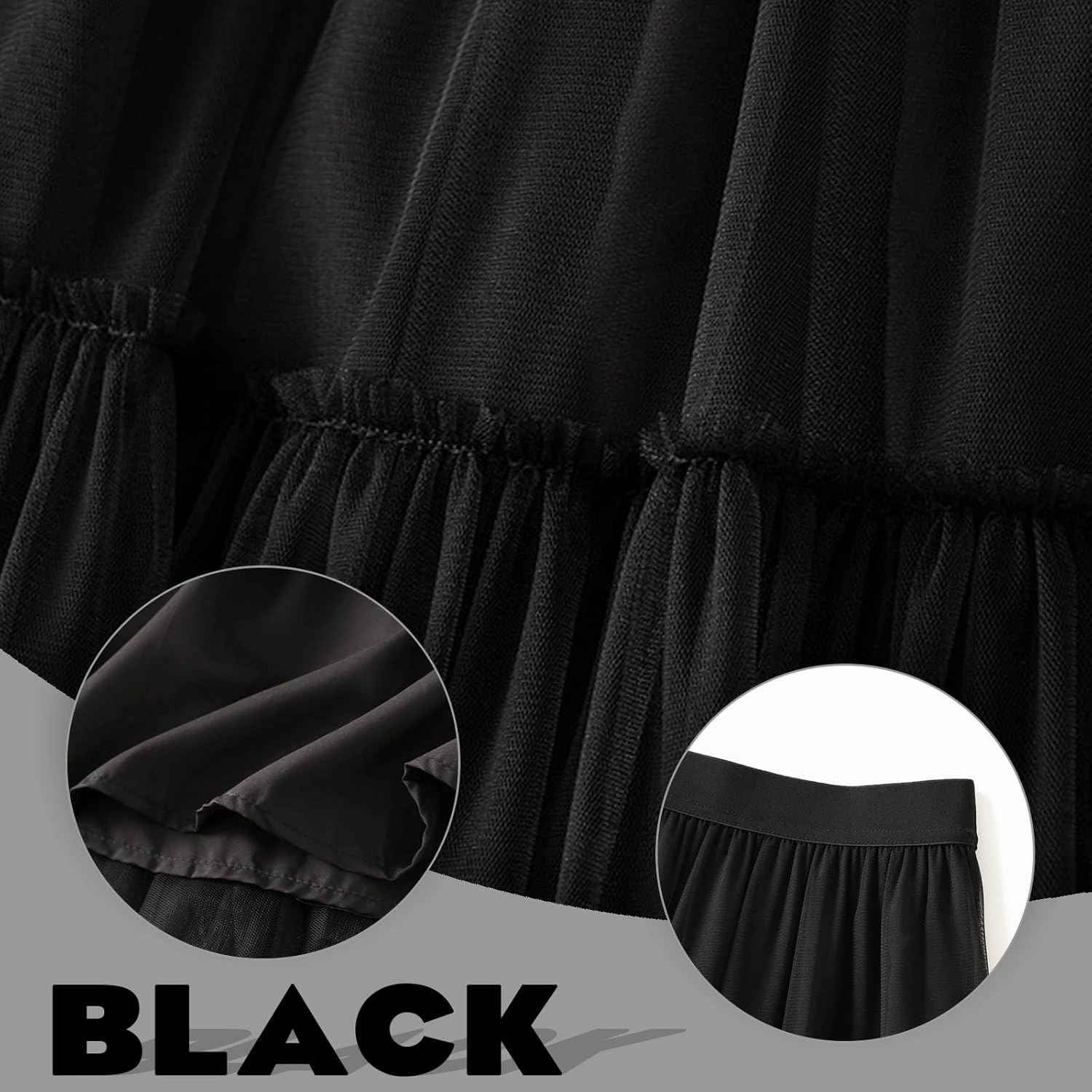 Tulle Skirts for Women Long Length Tutu Fairy Tiered Skirt A Line Mesh Elastic Waist Skirts