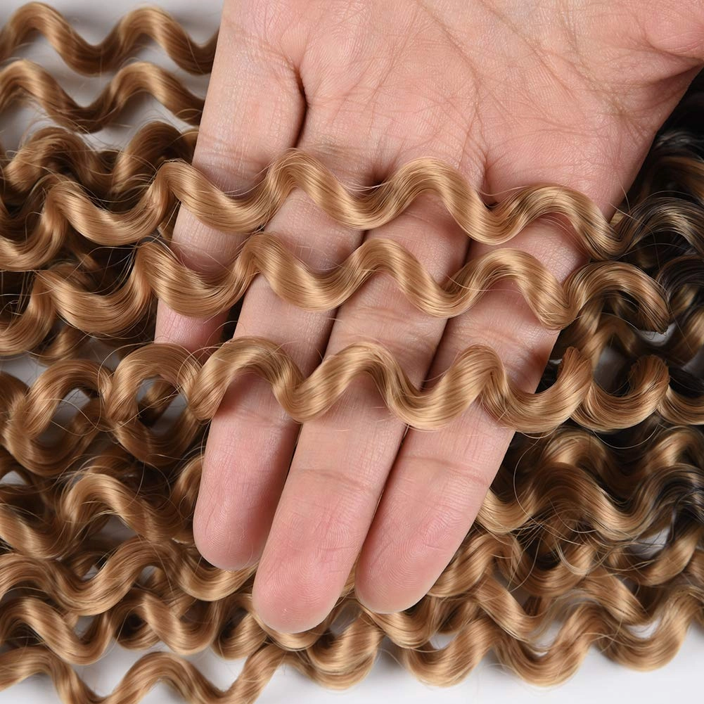 Twist Hair Braiding Short Summer Colors Ombre Crochet Hair Water Wave For Black Women Ombre Cochet Hair 14 Inch 3PCS (1B-Honeybrown)
