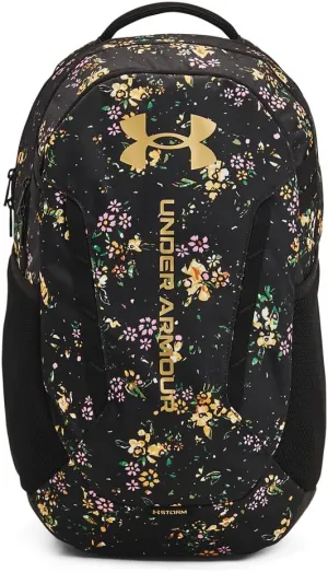 Under Armour Unisex-Adult Hustle 6.0 Backpack, (004) Black/Black/Metallic Gold, One Size Fits Most