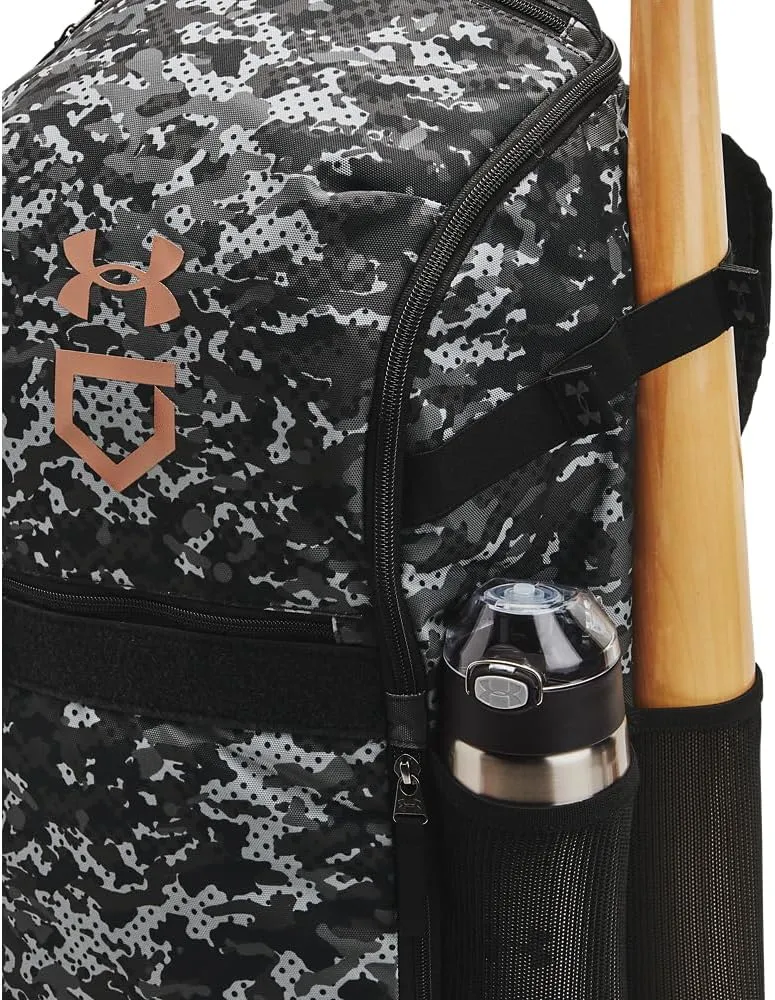 Under Armour Unisex-Adult Utility Baseball Backpack Print, (002) Black / / Metallic Gold, One Size Fits All