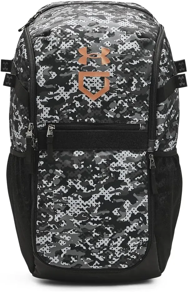 Under Armour Unisex-Adult Utility Baseball Backpack Print, (002) Black / / Metallic Gold, One Size Fits All