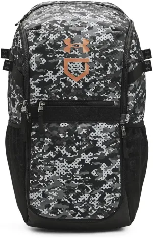 Under Armour Unisex-Adult Utility Baseball Backpack Print, (002) Black / / Metallic Gold, One Size Fits All