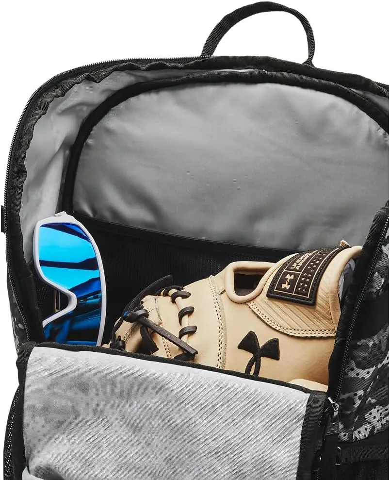 Under Armour Unisex-Adult Utility Baseball Backpack Print, (002) Black / / Metallic Gold, One Size Fits All